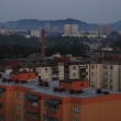Pohled smrem na Mstek (kostel sv.Jakuba, sdlit kolakovo, SA)